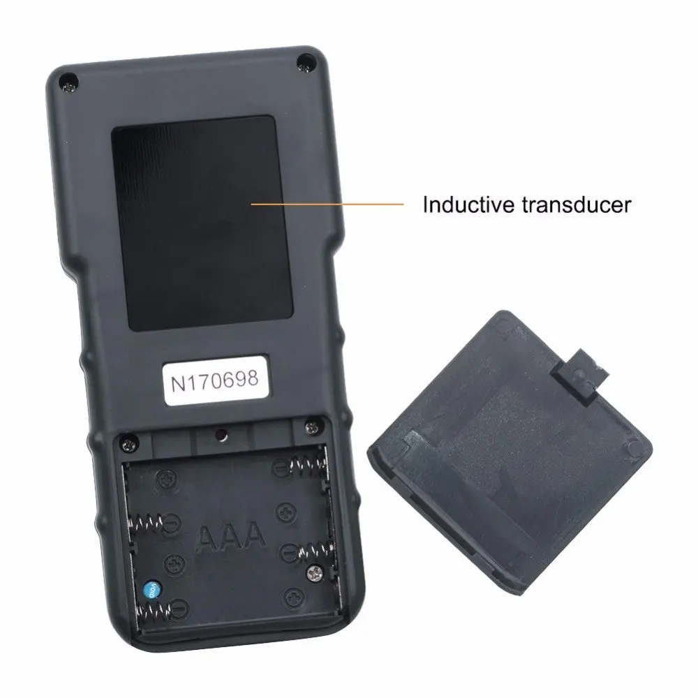 Medidor de umidade indutiva portátil, medidor de umidade sem pinos com tela lcd, faixa de medição de 0 a 70 por cento