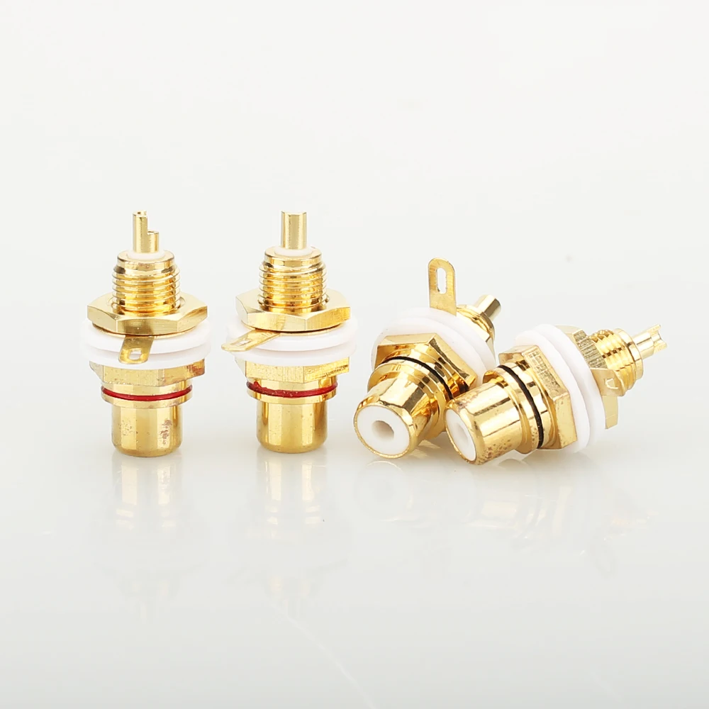 8Pcs ชุบทอง RCA หญิงแจ็คเครื่องขยายเสียงลำโพงขั้วเชื่อมต่อ