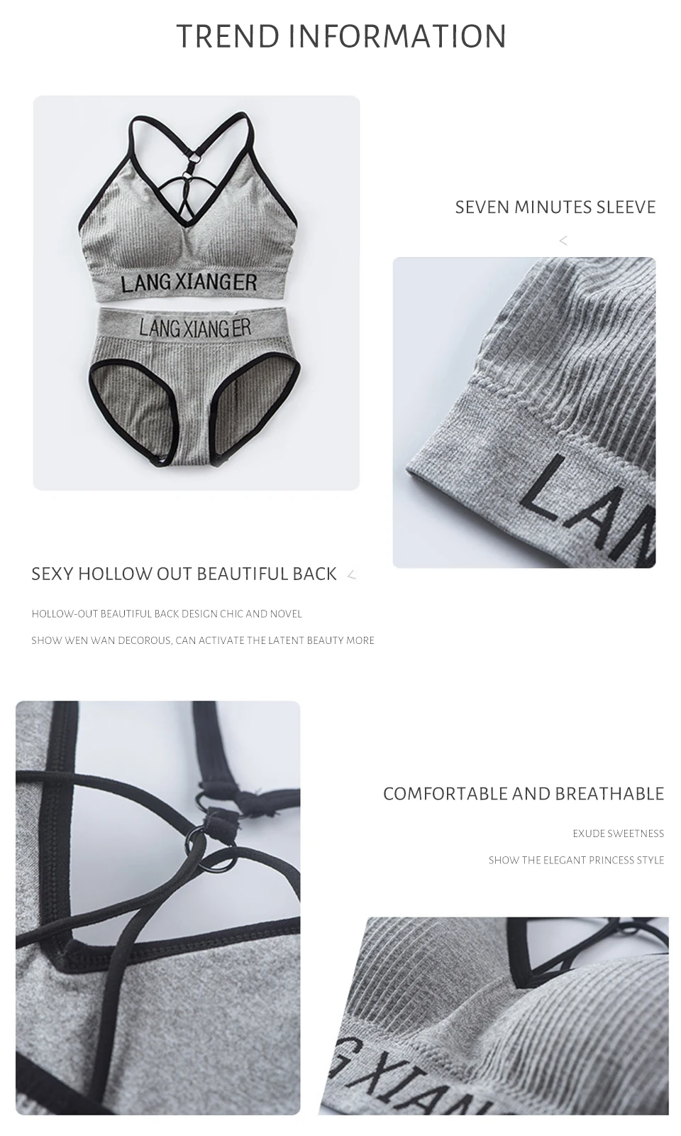 Neue frauen Baumwolle Für Unterwäsche Set Brief Sport-Bh Nahtlose Weibliche Unterwäsche Komfort Kein Stahl Ring Anzug Einfarbig Brust – Detail 2