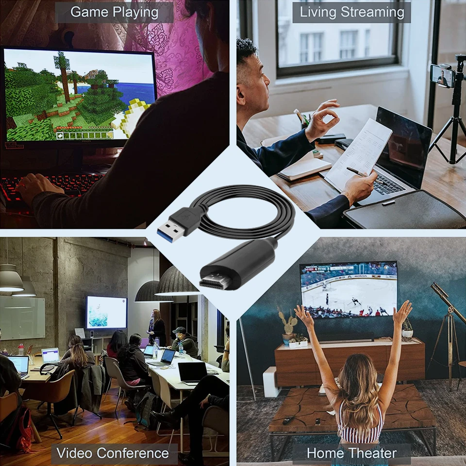 Wiistar Video Capture Card USB 4K HDMI วิดีโอเกม Grabber บันทึกสำหรับ PS4กล้องวิดีโอสวิทช์ Live Broadcast กล้อง