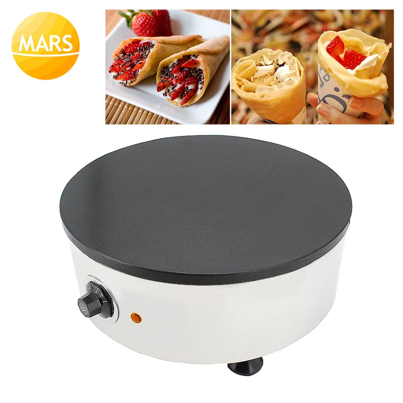 Commercial Electric Pancake Maker Crepe Making Machine Stainless Steel Frying Pan Mini Pancake Machine Pizza Maker Kitchen Tools