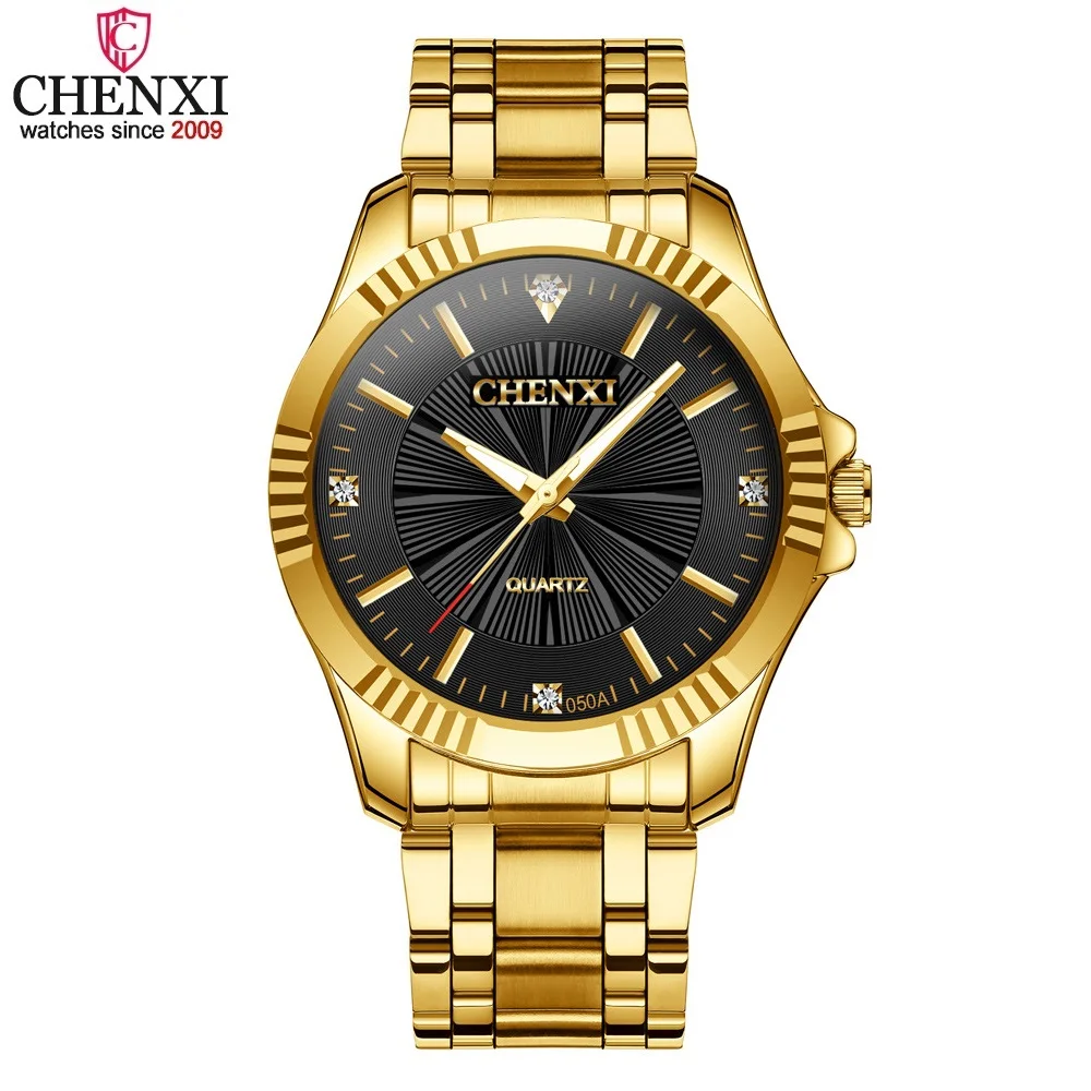 CHENXI Brand Famous Noble Gentlmen Watch Classic Luxury Gold Stainless Steel Quartz Male Watches Fashion Delicate Gift Clock Men