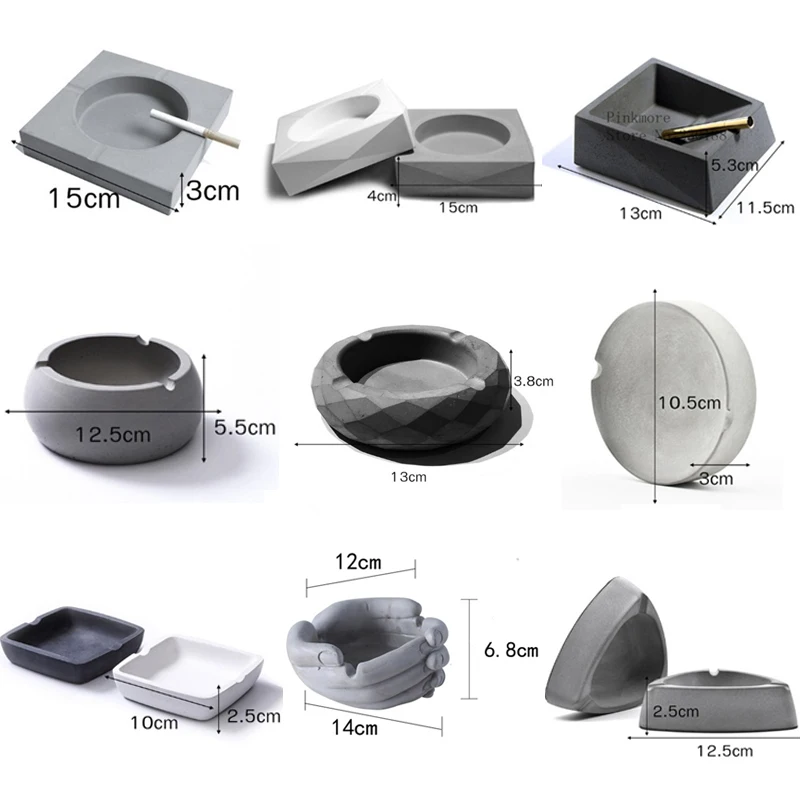 

Cement ashtray mold ashtray pot silicone mold concrete handicraft office supplies decoration creative geometry abstract mold