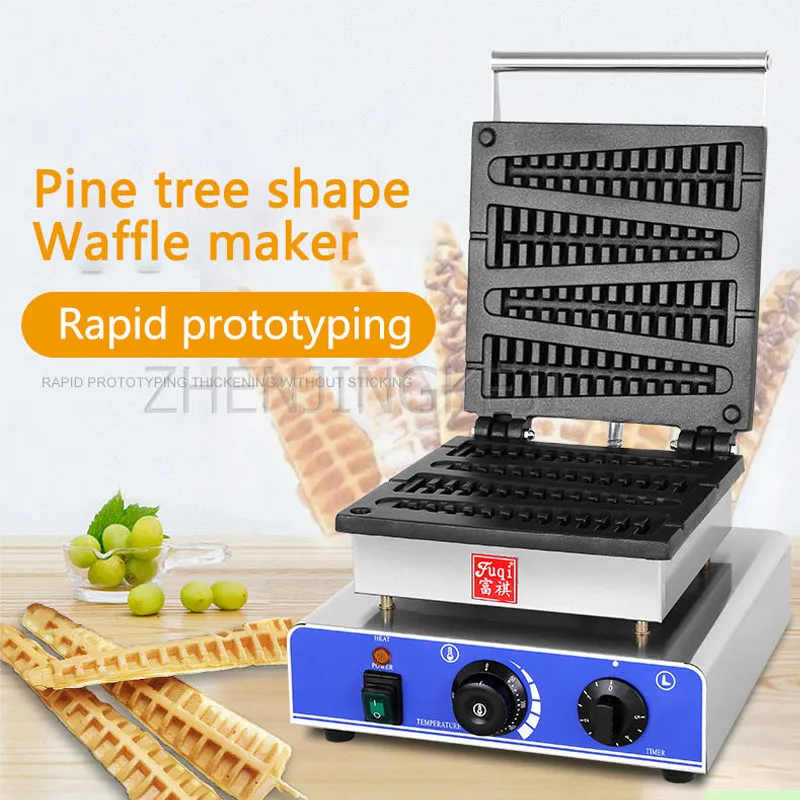 220V Commercial Electro-Thermal Waffle Machine Christmas Tree Shape Waffle Furnace Muffin Machine Six Slice Waffle Maker 1750W