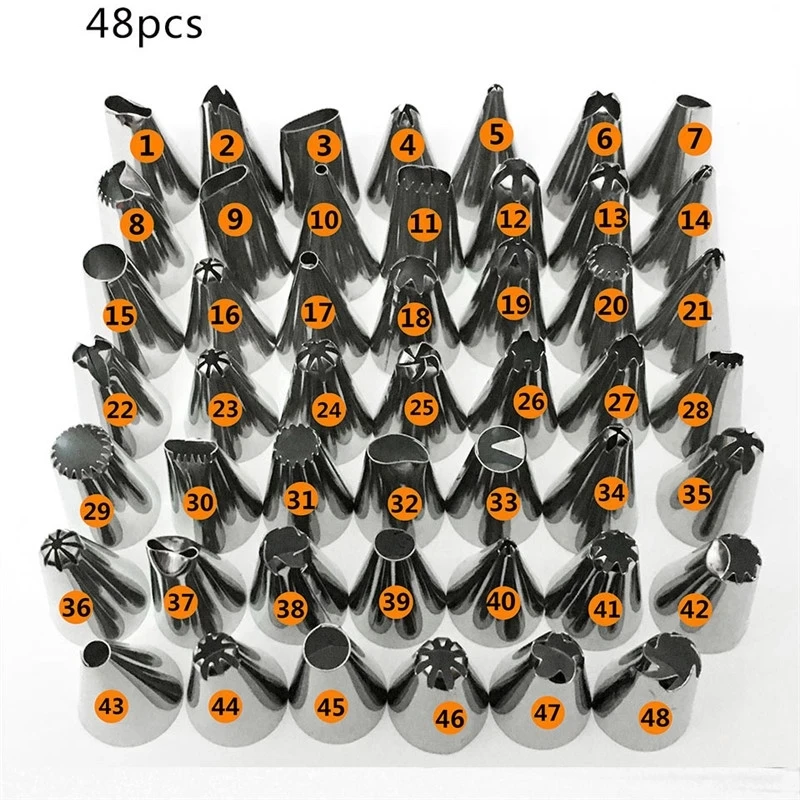 

Cake Decorating 48Pcs/set Good Quality Stainless steel Icing Piping Nozzles Pastry Tips Set Cake Baking Tools Accessories