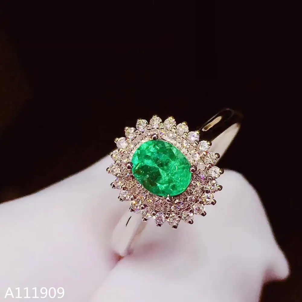 

KJJEAXCMY boutique jewelry 925 sterling silver inlaid natural emerald gemstone luxurious ring support detection