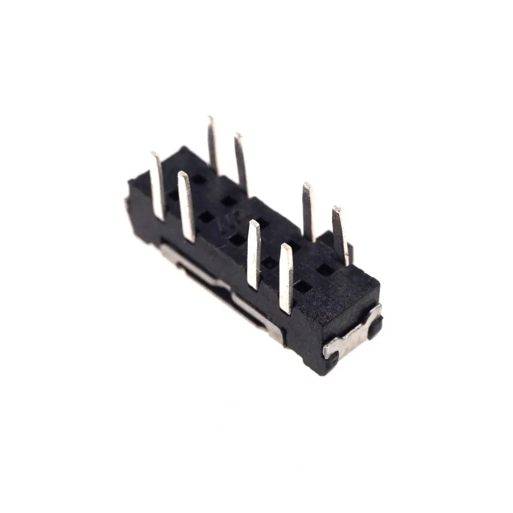 10Pcs Miniature Slide Switch 8 Pin 2P3T DP3T ON-ON-ON Right Angle Through Hole PCB Solder Knob 2.0MM