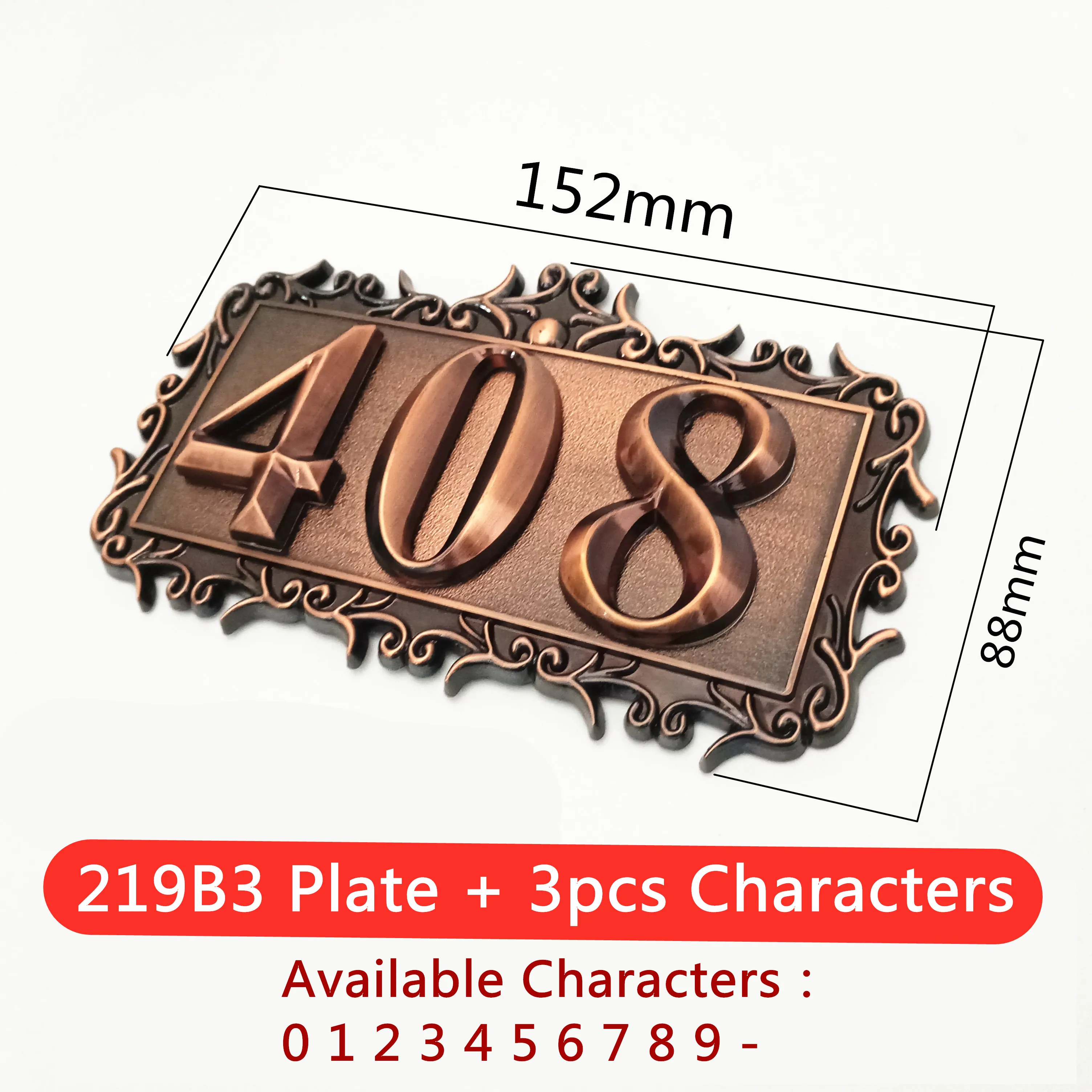 ABS Plastic Imitation Metal Bronze Door Frame House Number Custom Sign Door Number Sticker For Hotel Apartment Villa Door Plate