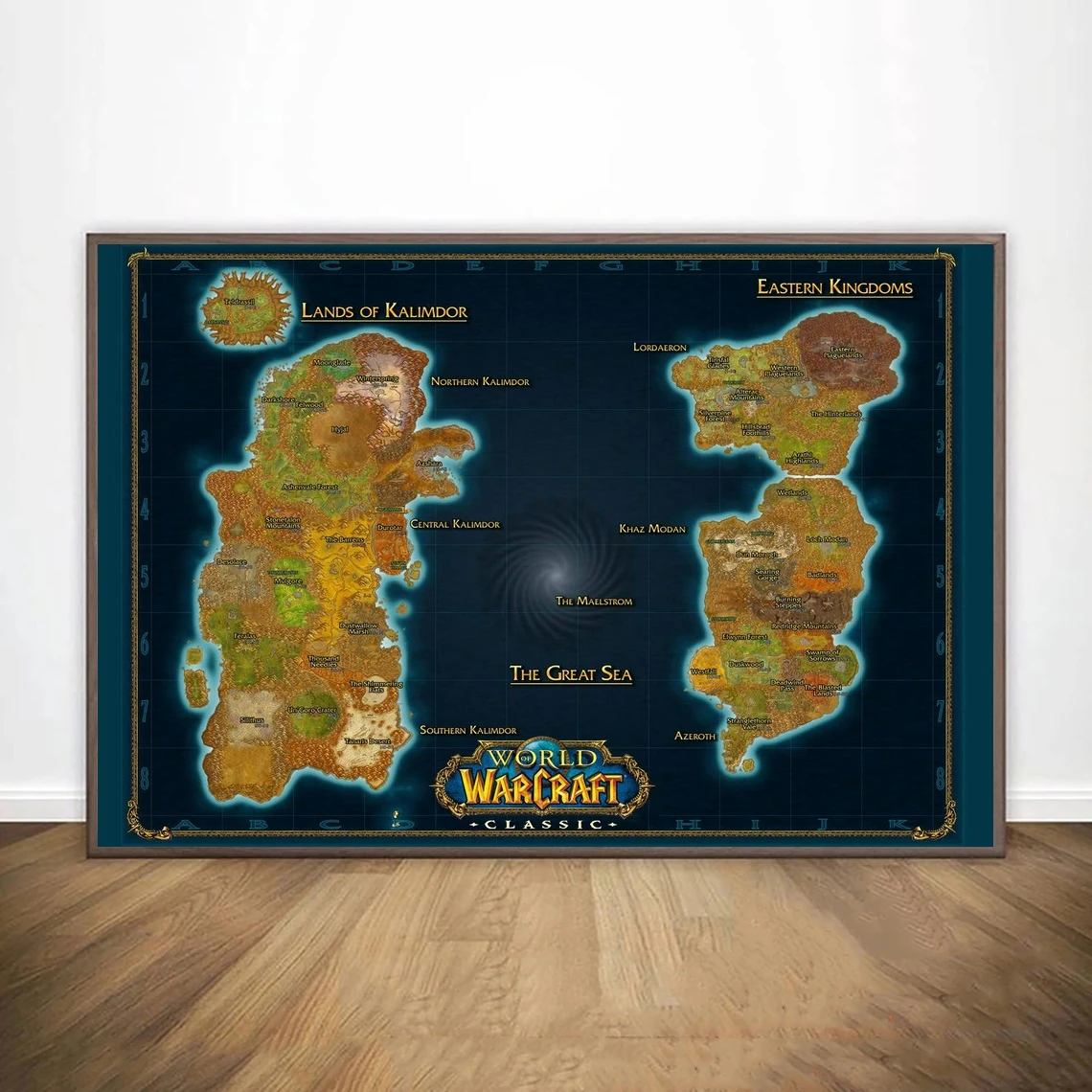 World of Warcraft Classic Zones Map Game Poster Print Home Decoration Wall Painting (No Frame)