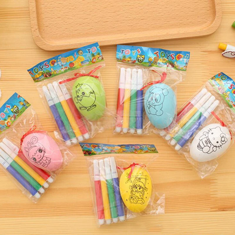 Selling Children DIY color toys Egg + 4 watercolor pens Easter Christmas tree pendant Holiday gift Baby art training Handicrafts