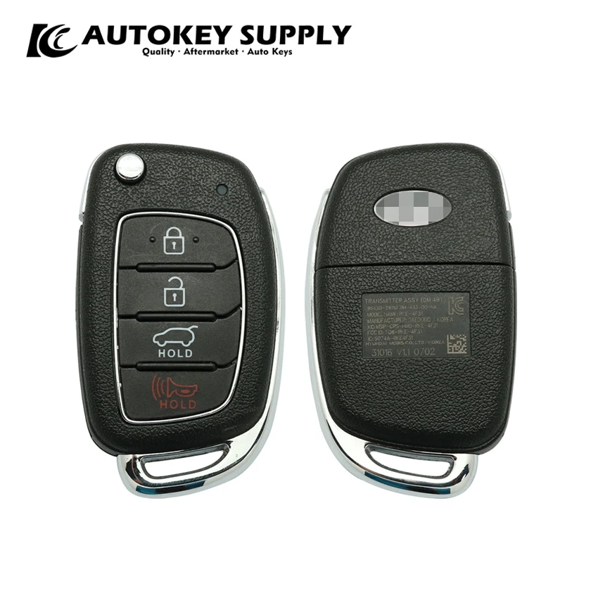 AutokeySupply AKHKF137 3+1 Button Flip Key Shell  For New Hyundai