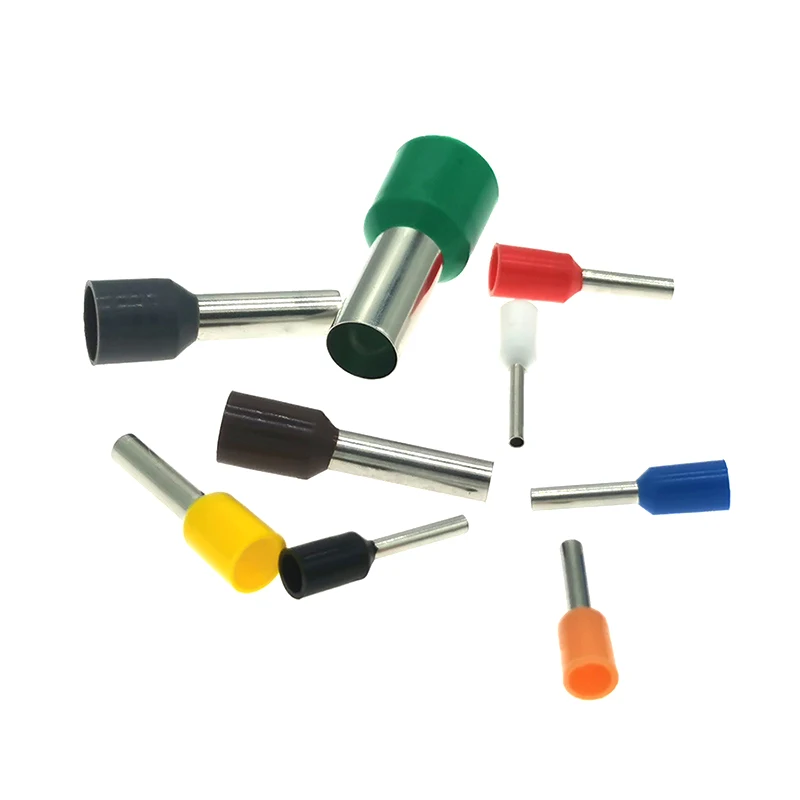 Crimp Terminals Tube Insutated Cord End Electrical Wire Cable Connector E0508 To E35-16 Brass Ferrules VE 22-2AWG 0.5-35mm²