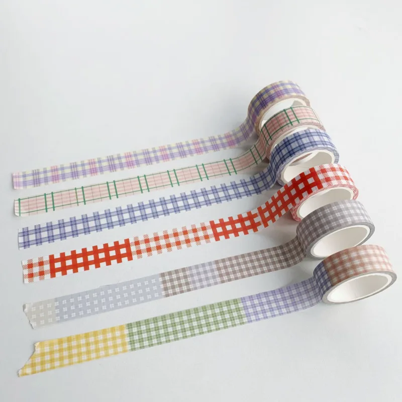 Korean Ins Colorful Grid Washi Tape 5m Envelope Card Sealing Sticker Girl Hand Account Stationery Creative DIY Decorative Tape