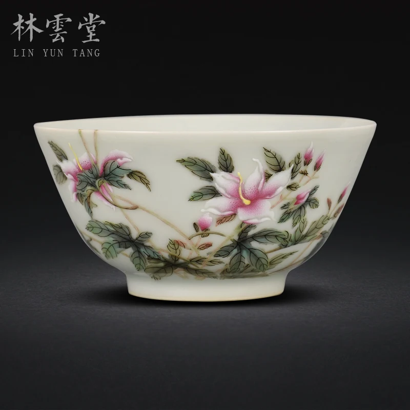 okra powder enamel butterfly masters cup single cups of jingdezhen ceramics by hand kung fu tea set sample tea cup