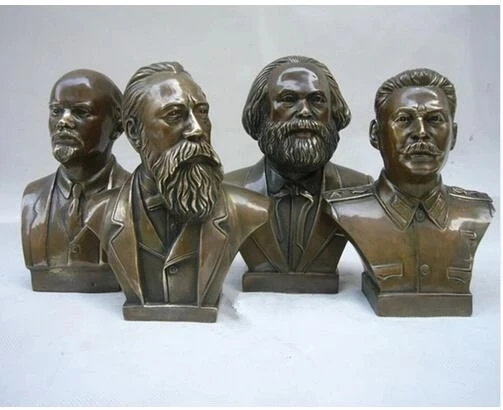 

Collectible Decorated Old Bronze Carved Lenin statue, Stalin statue , Marx sculpture ,Engels Memorial Sculpture