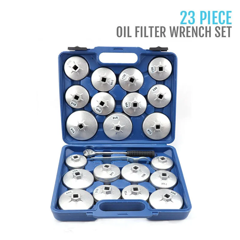 

23-piece Cup Type Oil Filter Wrench Toolkit Set Disassembly Socket Assembly Special Tools Car-filter Extractor Plastic Box