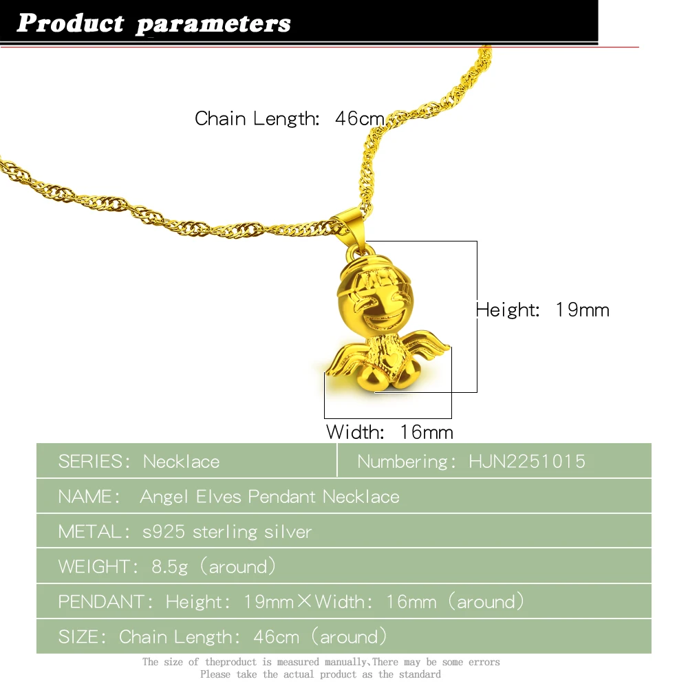 41~46cm Water Wave Chain Jewelry Silver 24k Gold Plated Italy Angle Wing Necklace Women Jewelry Collier Chain Valentine's Days