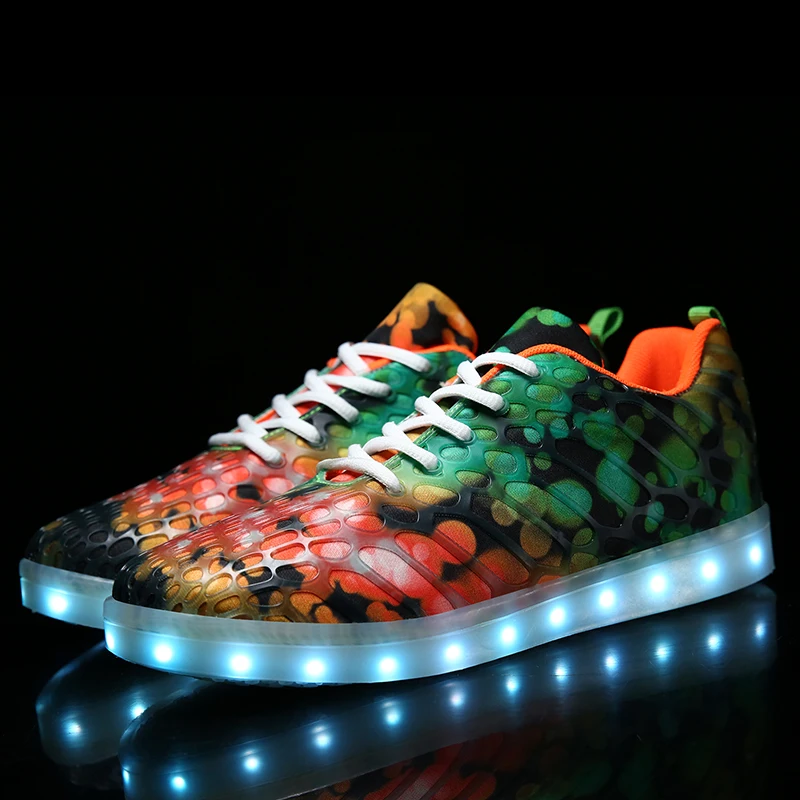 IGxx LED Shoes Light For Men Flower USB Recharging LED Shoes Women Glowing Luminous Flashing Shoes Kids LED Light up Sneakers