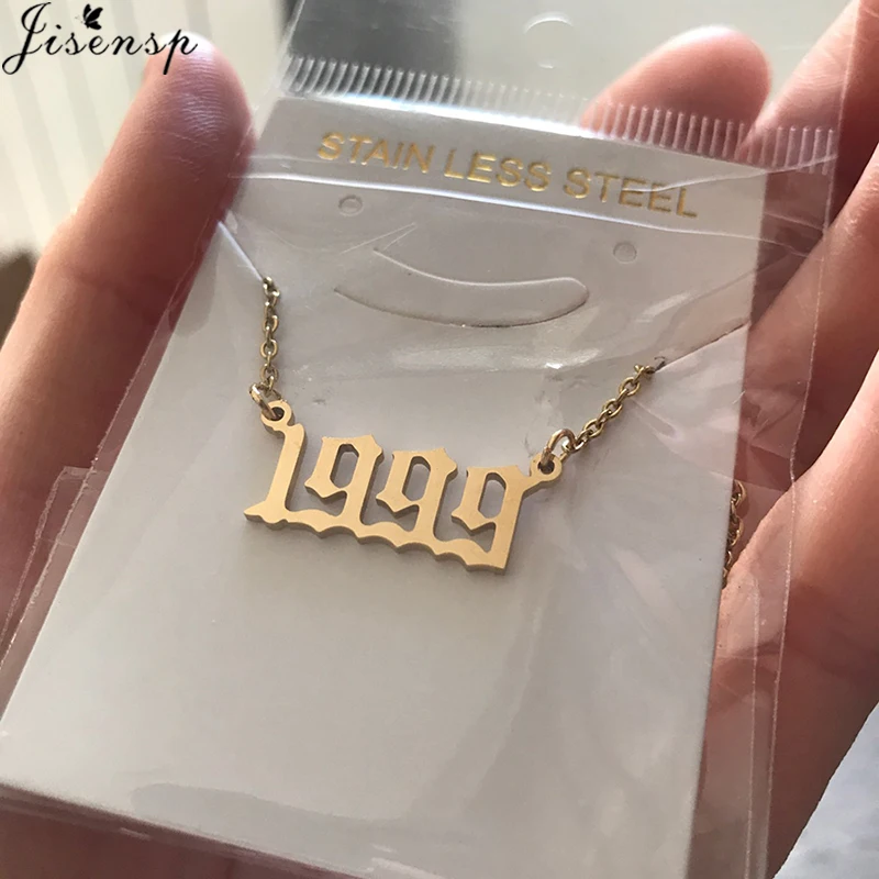 Girl Birth Year Necklace 1980-2024 Arab Number Pendant Necklaces for Women Birthday Gift Link Chain Friendship Jewelry Collares