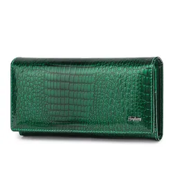 Carteras y monederos de marca de lujo para mujer, cartera larga de piel auténtica de cocodrilo, monedero