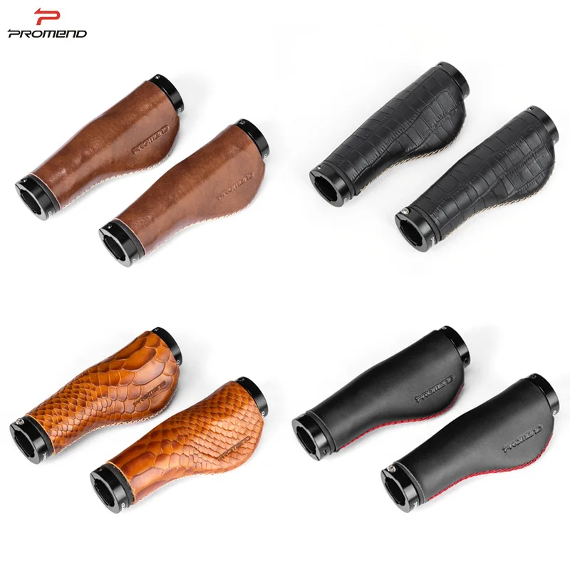 1 Pair Cattle Leather City Mountain Bike Scooter MTB Bicycle Handlebar Cover Handle Grips Cowhide Grip Non-Slip Aluminum Lock