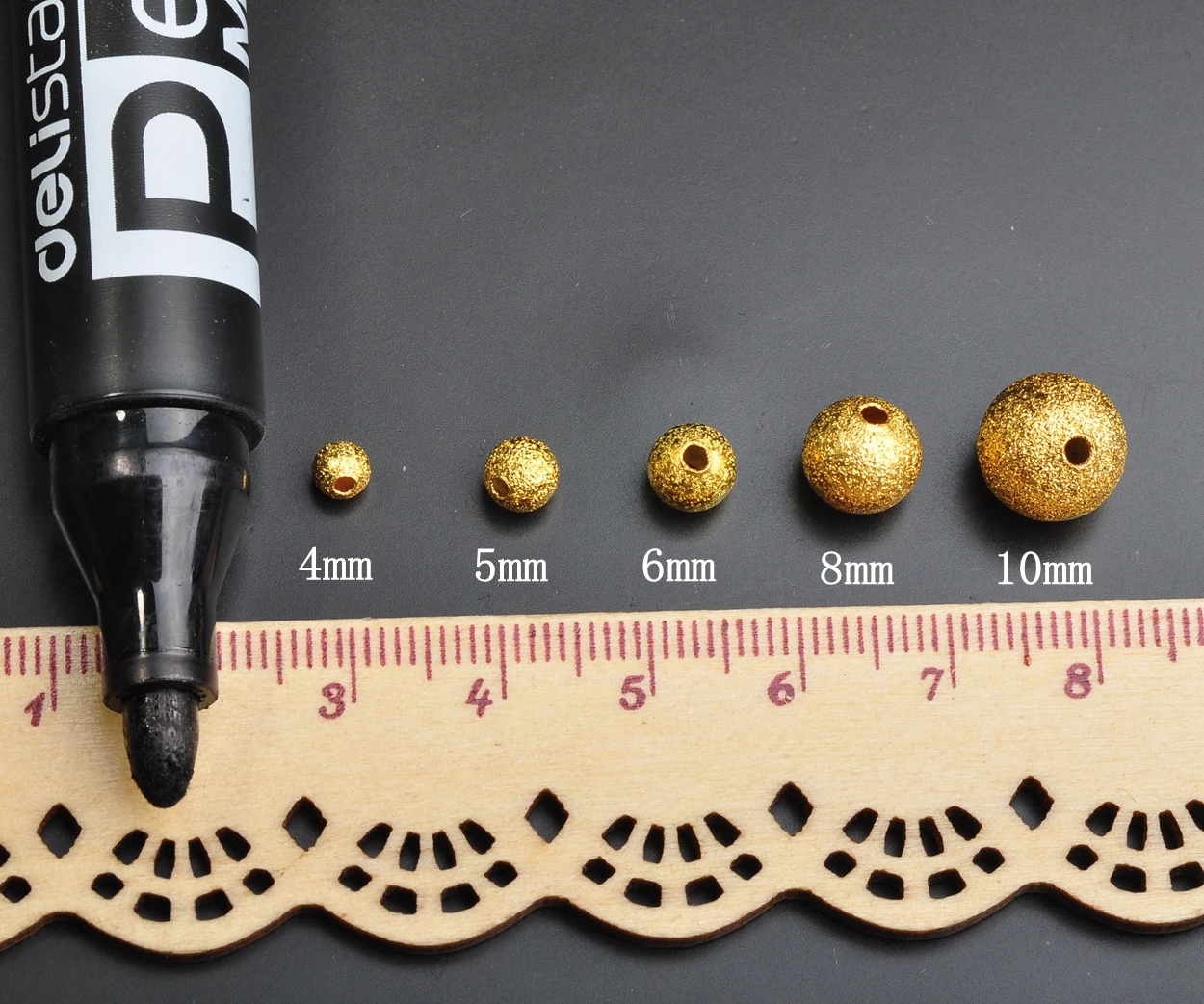 Gold Color Plated Round Hollow Matte Metal Brass 4mm 5mm 6mm 8mm 10mm Loose Spacer Beads Lot for Jewelry Making DIY Crafts