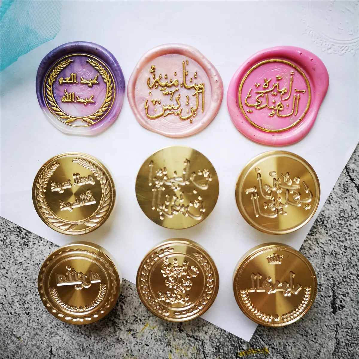 customize logo Personalized image custom arabic name foreign language letterRetro wood seal wax sealing stamp wedding Invitation