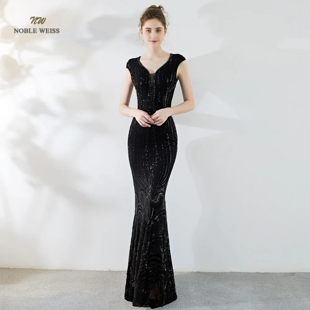 Elegant Mermaid Long Evening Dress Sequin Beading Sexy In Stock V-neck Party Dresses Prom Gown Customized