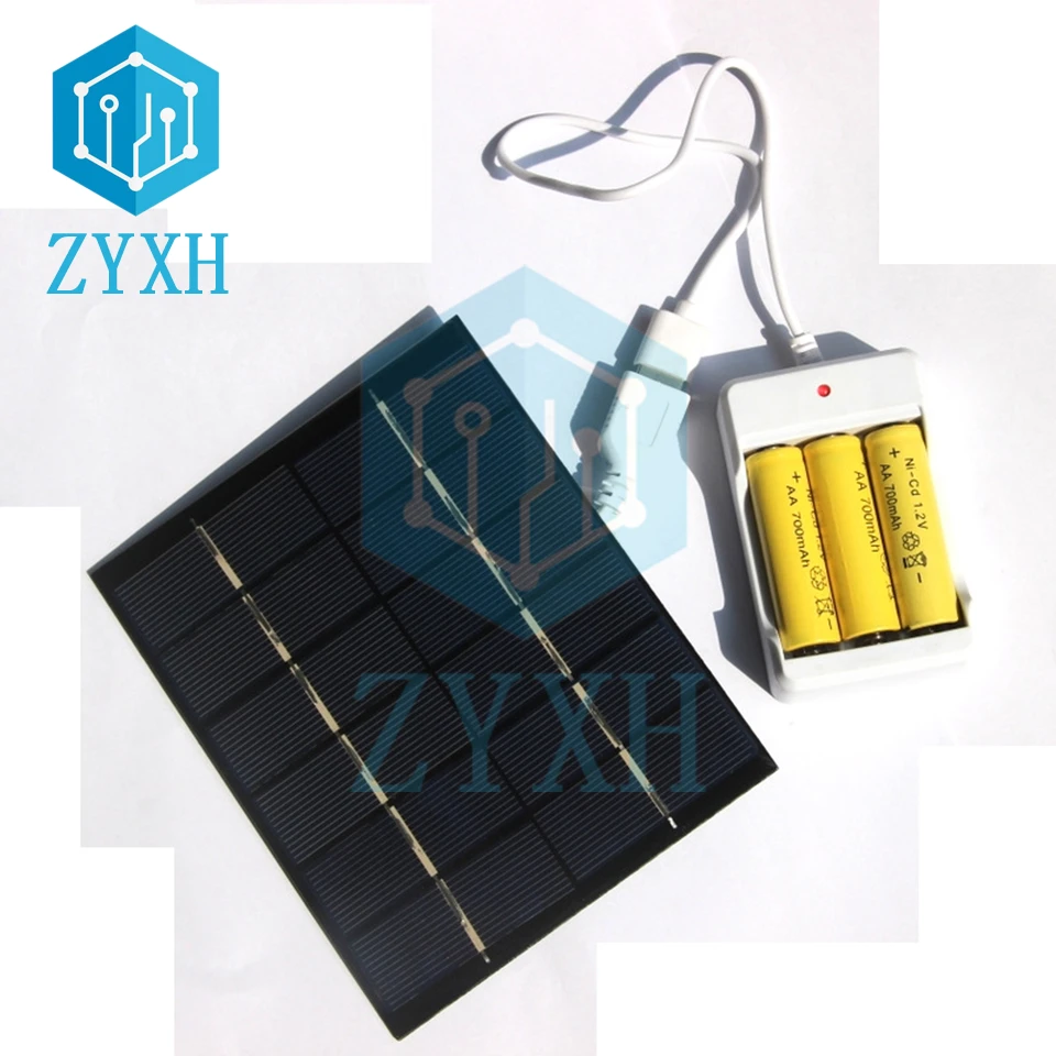 2W Solar Panel 6V 330MA USB Portable AA/AAA Battery Power Bank Charging Street Light Charger Solar Plate