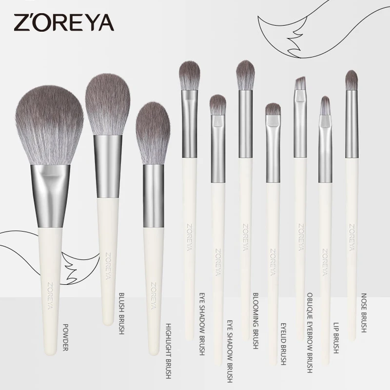 Zoreya brushes 10pcs Makeup brushes set Professional Beauty Make up brush High Quality Synthetic Hair Foundation Powder Brush