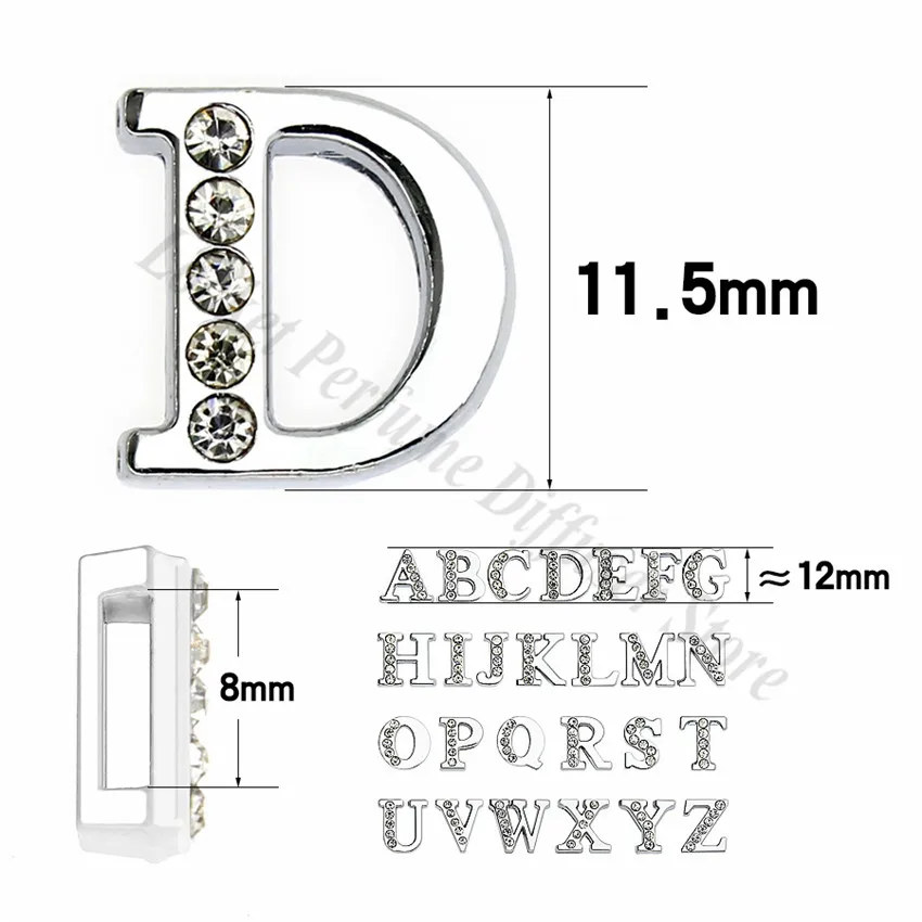 1pc A-Z 8mm Half Crystal Slide Letters Charms For Bracelet Making Alphabet DIY Wristband Pet Collar Keychain Women Men Jewelry