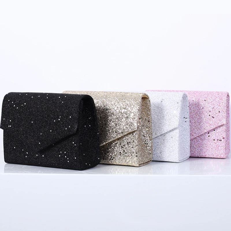 Black Messenger Crossbody Bag for Women Vintage Bling Sequins Clutch Purse Ladies Office Shoulder Bags High Quality Luxury 2024