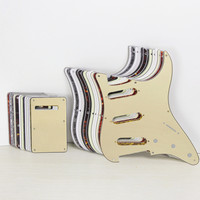 FLEOR Guitar Parts Set of Vintage 8 Holes ST Guitar Pickguard SSS Pick Guard Scratch Plate +Back Plate + Screws