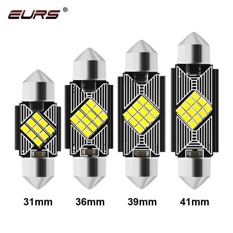 EURS 1X C5W LED Bulbs Canbus Festoon 31MM 36MM 39MM 41MM 3030 chip C10W NO ERROR Car Interior Dome Light Reading Light 12V White