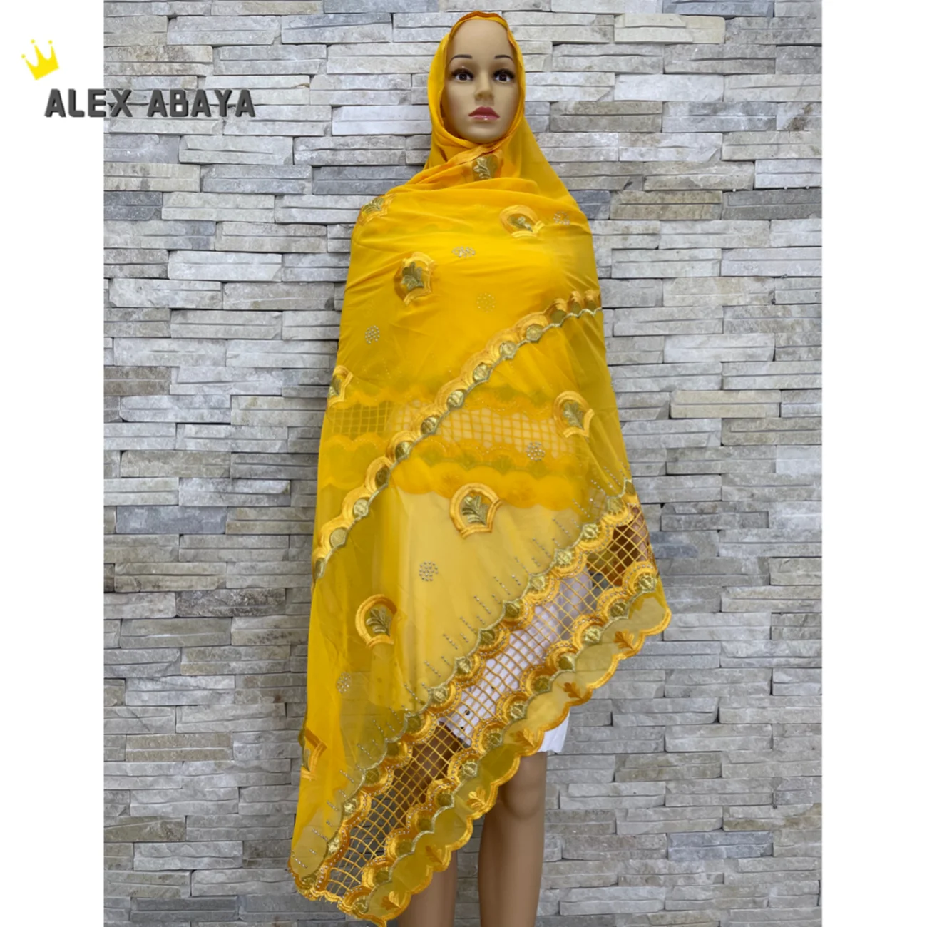 Écharpe en mousseline de soie avec broderie pour femmes musulmanes, nouveau hijab africain, écharpe économique, conception d'épissage, AF-010, livraison gratuite