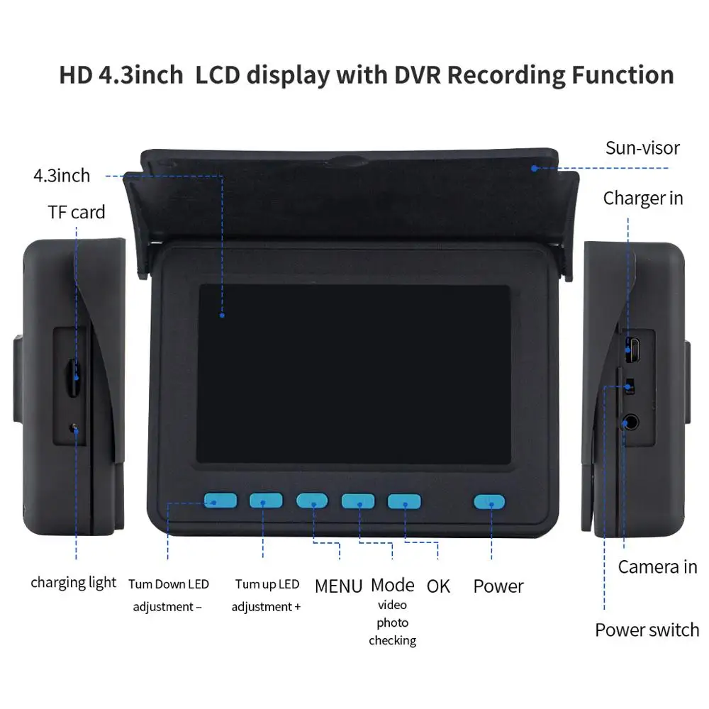 8500mAh Capacity 16GB TF Card DVR IP68 SYANSPAN 23mm Industrial Drain Sewer Pipe Inspection Video Camera Plumbing Endoscope