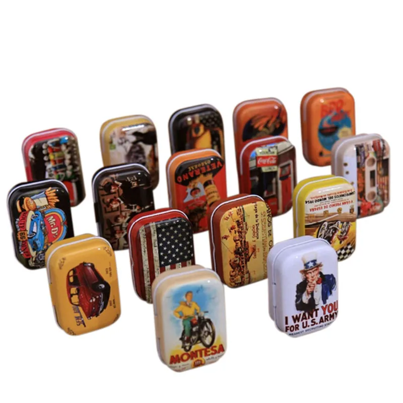 10pcs/set Mini Travel Tin Box Organizer Vintage Small Metal Tins Storage organizer jewelry organizer Pill case