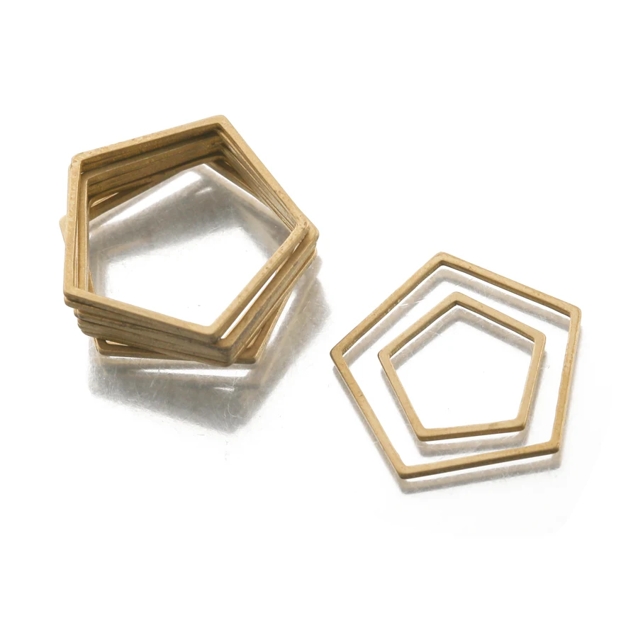 

30pcs Raw Brass Geometric Hexagon Charms Connectors Resin Mold Frame Link Pendants Honey Comb Rings For Diy Earrings Making