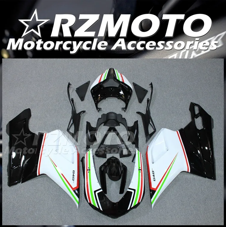 Injection Mold New ABS Fairings Kit Fit for Ducati 848 1098 1198 Evo 2007 2008 2009 2010 2011 2012 Bodywork Set Black White