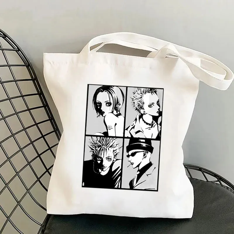 Japanese Anime Nana Print Harajuku Reusable Shopping Bag Foldable Canvas Tote Bag Shoulder Bag Teacher Book Bag Eco Travel Bags