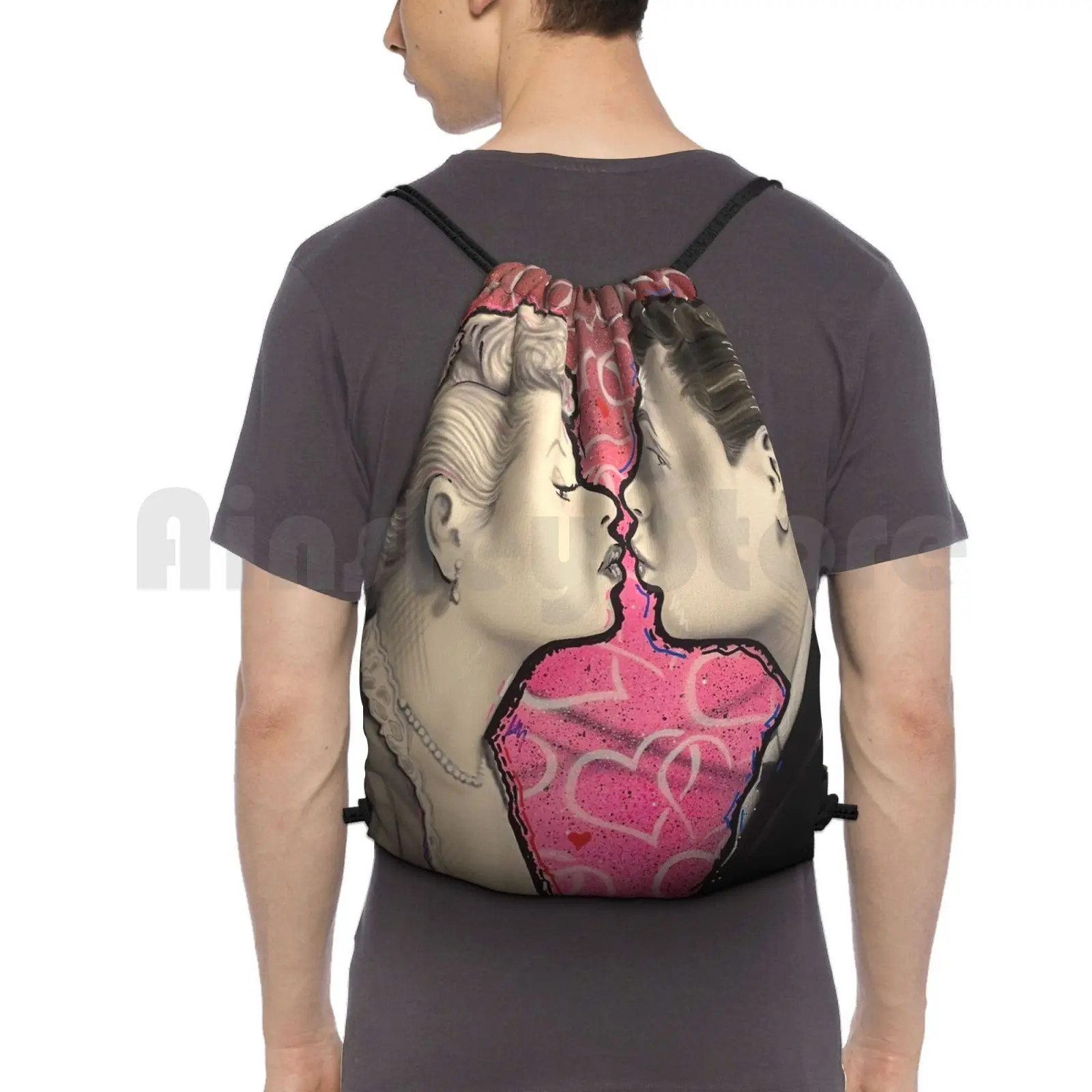 Lucy And Desi Graffiti Pop Art Backpack Drawstring Bags Gym Bag Waterproof Lucille Ball Desi Arnaz Classic Actors Comedy