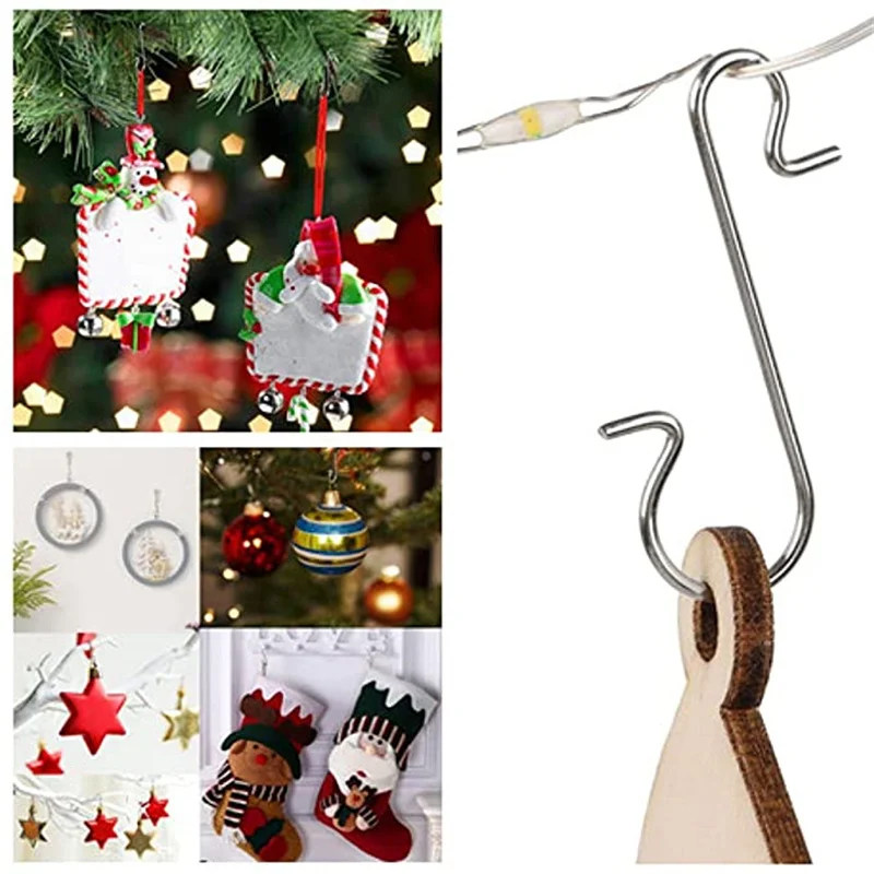 50pcs Christmas S-Shaped Hooks Metal Holders Christmas Tree Pendant Hanging Xmas New Year Home Decoration