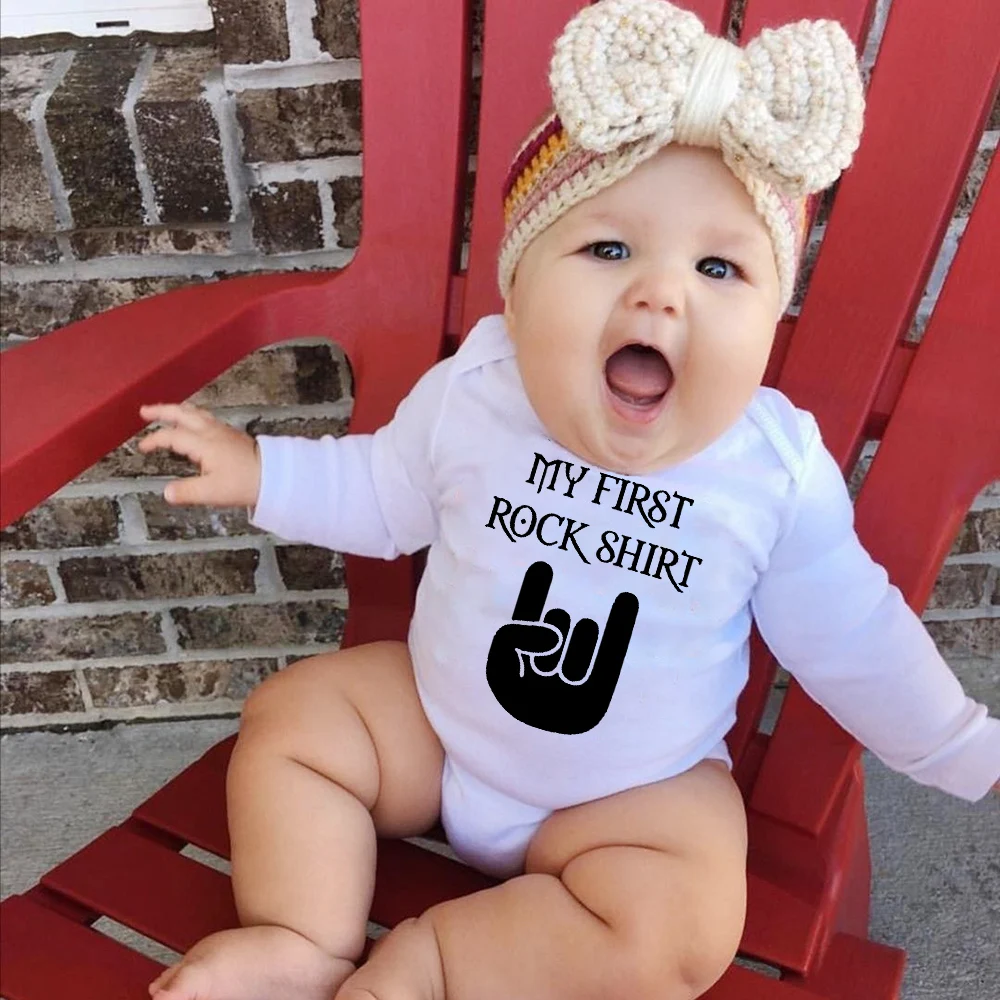 My First Rock Shirt Infant Girls Clothing Bodysuits Newborn Baby Girls Romper Child Born Crawling Casual Clothes Outfits