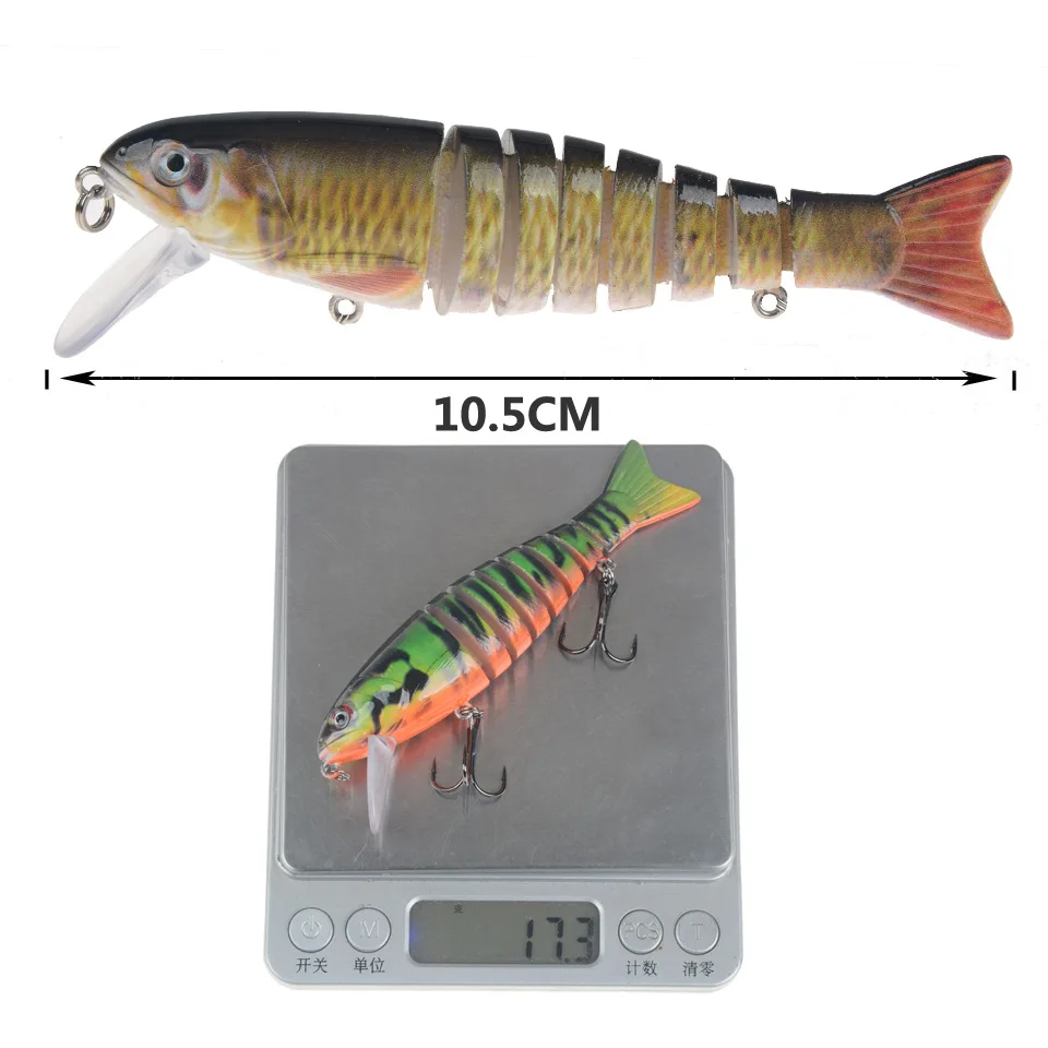 10.5cm 17g Wobblers Pike przynęty sztuczne Multi Jointed sekcje sztuczna twarda przynęta Trolling Pike Carp narzędzia połowowe