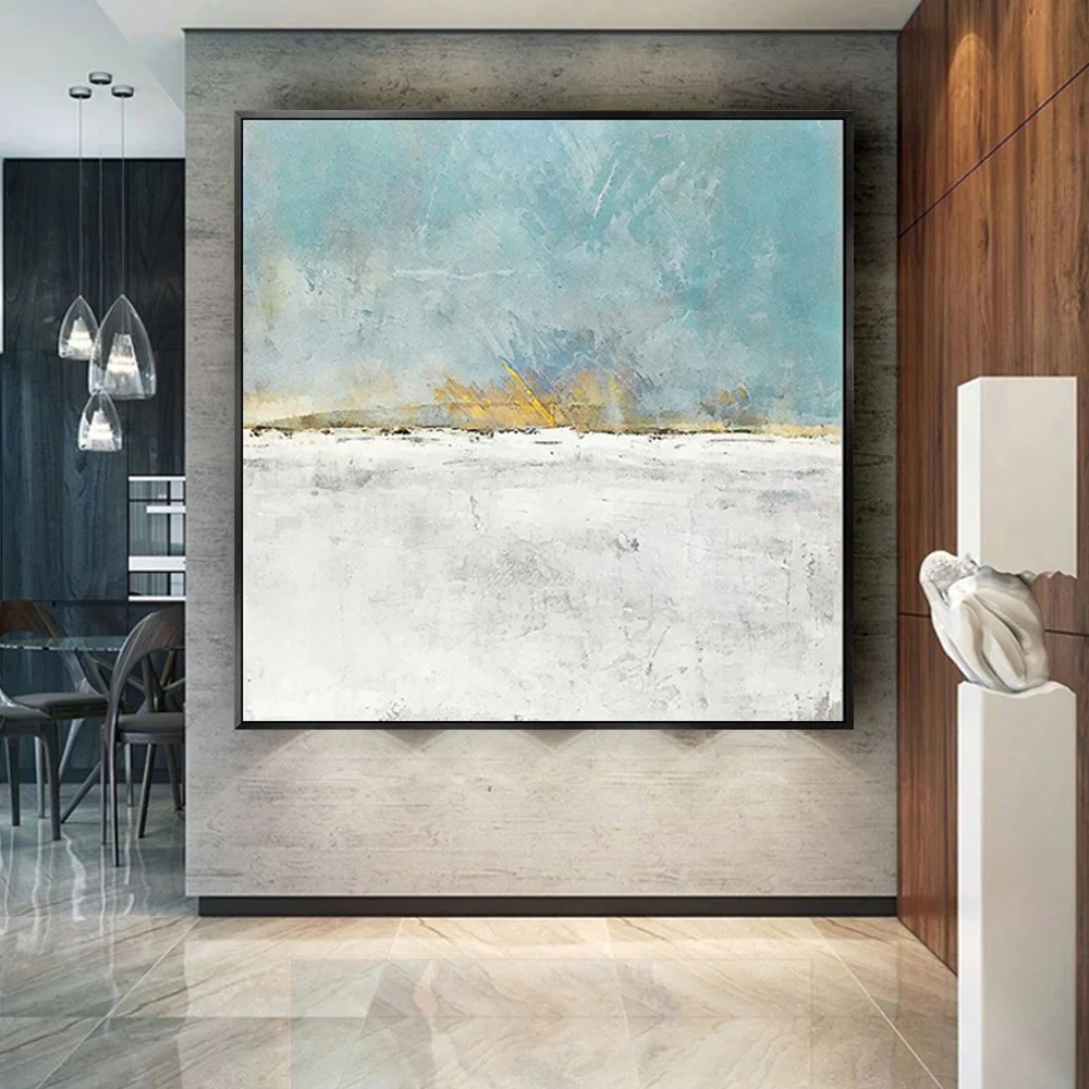 100% Handmade Oil Paintings Winter Snowy Landscape Abstract Canvas Painting Bedroom Cuadros Home Decoracion Salon Back Hang Trim