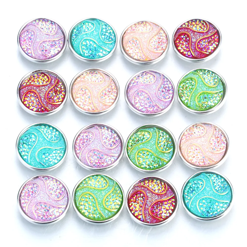 10pcs/lot New Mixed Style Snap Button Jewelry Ginger Resin 18mm Snap Buttons fit Snap Bracelet Bangles Button Jewelry ZD047