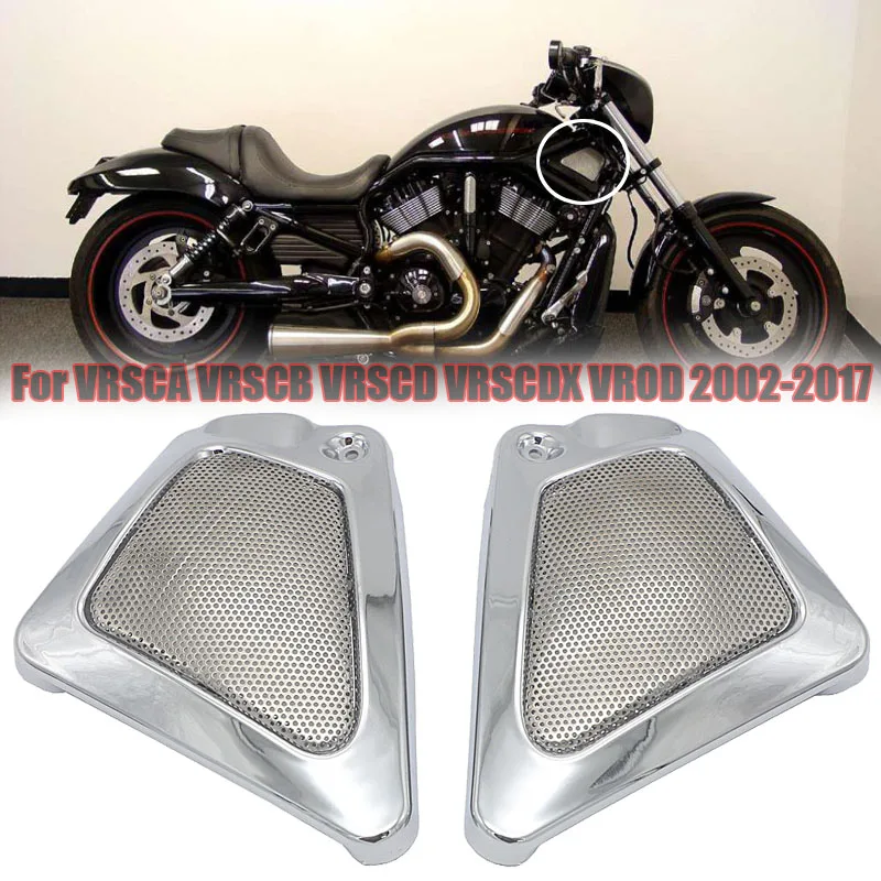 Black/Chrome Motorbike Airbox Side Frame Cover Panel Front Side Cover For Harley VRSCA VRSCB VRSCD VRSCDX V-Rod V ROD Night Rod