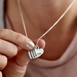 Mother's Day Gift Personalized Love Heart Shape Pendant Necklace Custom Name For Women Mom