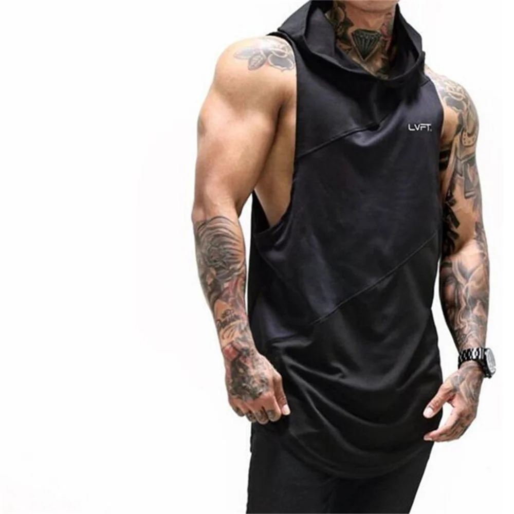 

Brand Gyms Clothing Mens Bodybuilding Hooded Tank Top Workout Sleeveless Vest Sweatshirt Fitness Workout Sportswear Tops Male