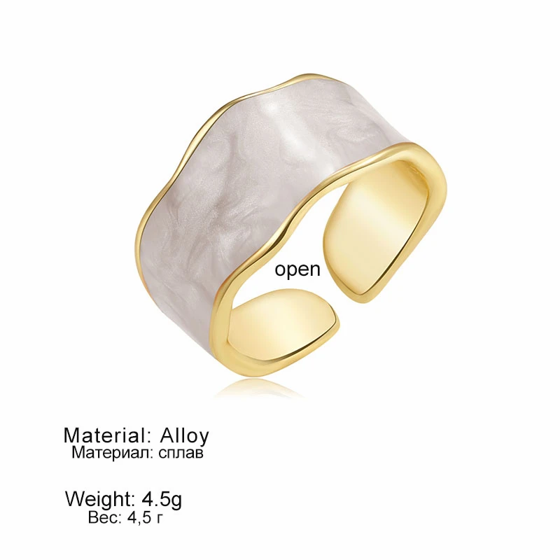 New Korean Fashion Metal Irregular Round Open Rings for Women High Quality Smooth Enamel Index Finger Rings Female Jewelry Gift